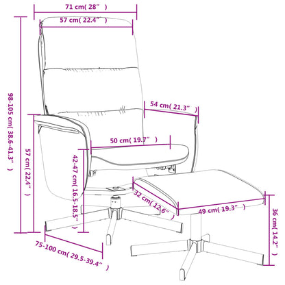 Reclinerfåtölj med fotpall mörkgrå tyg