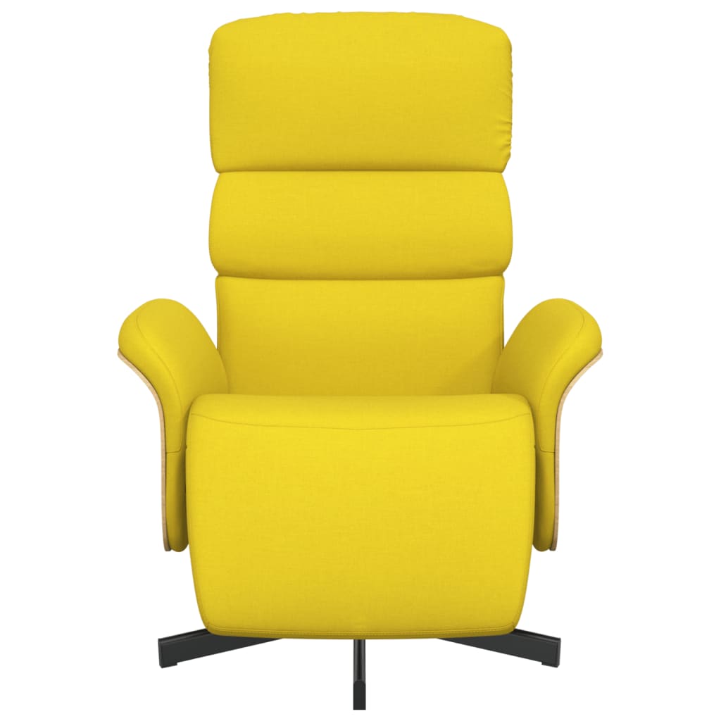 Reclinerfåtölj med fotstöd ljusgul tyg