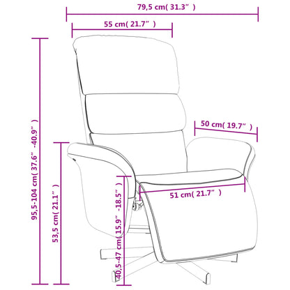 Reclinerfåtölj med fotstöd ljusgul tyg