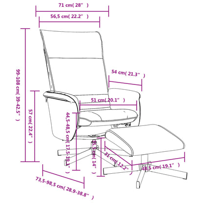 Reclinerfåtölj med fotpall grå konstläder