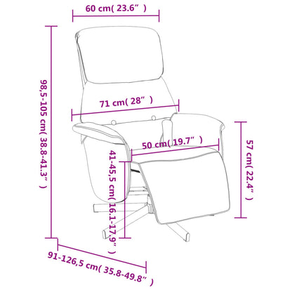 Massagefåtölj med fotstöd gräddvit tyg