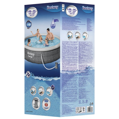 Bestway Uppblåsbar pool Fast Set med pump 396x84 cm