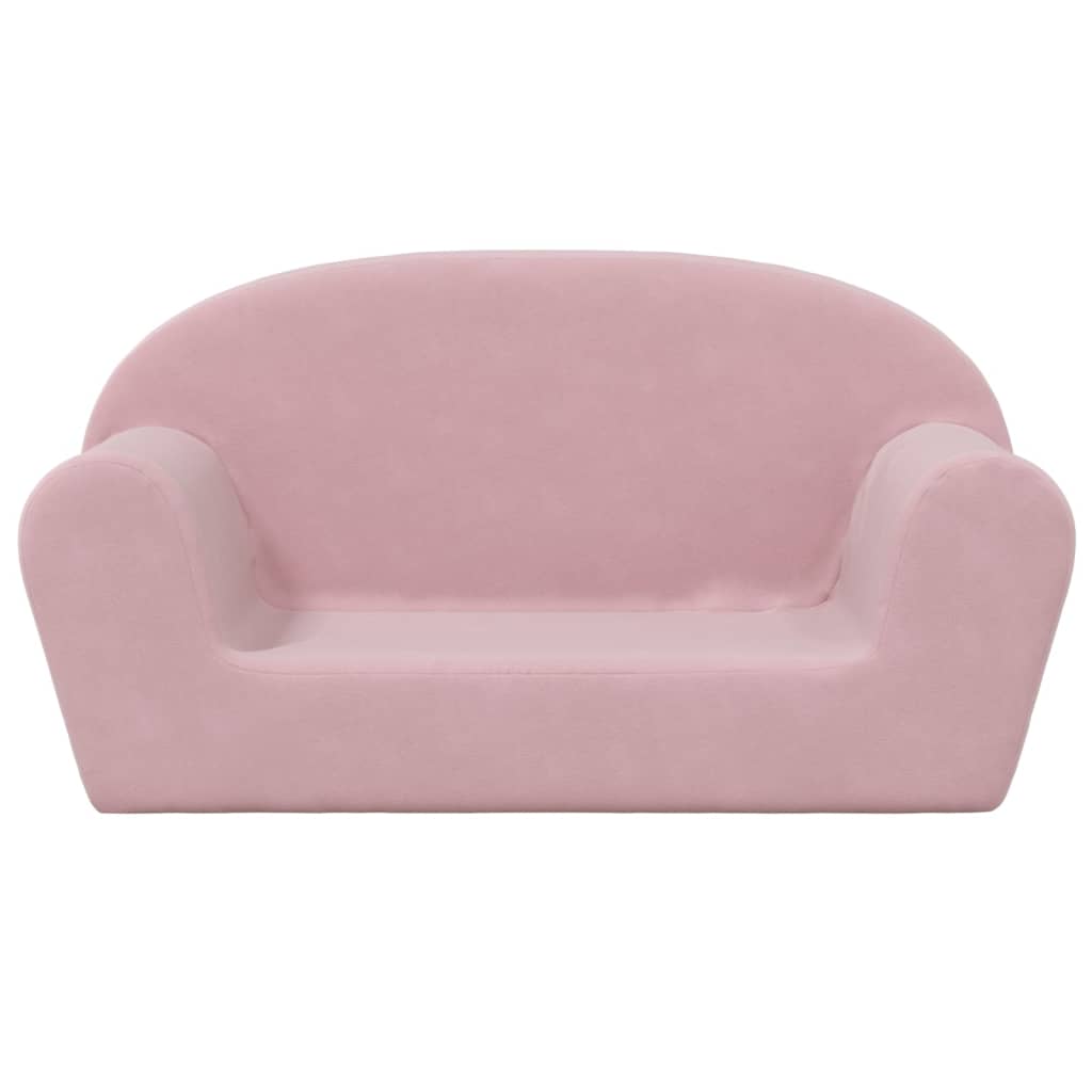 Barnsoffa 2-sits rosa mjuk plysch