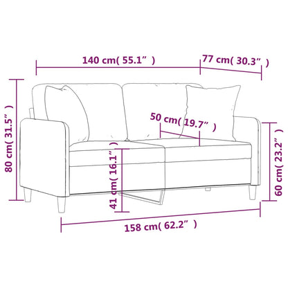 2-sits soffa med prydnadskuddar mörkgrå 140 cm tyg