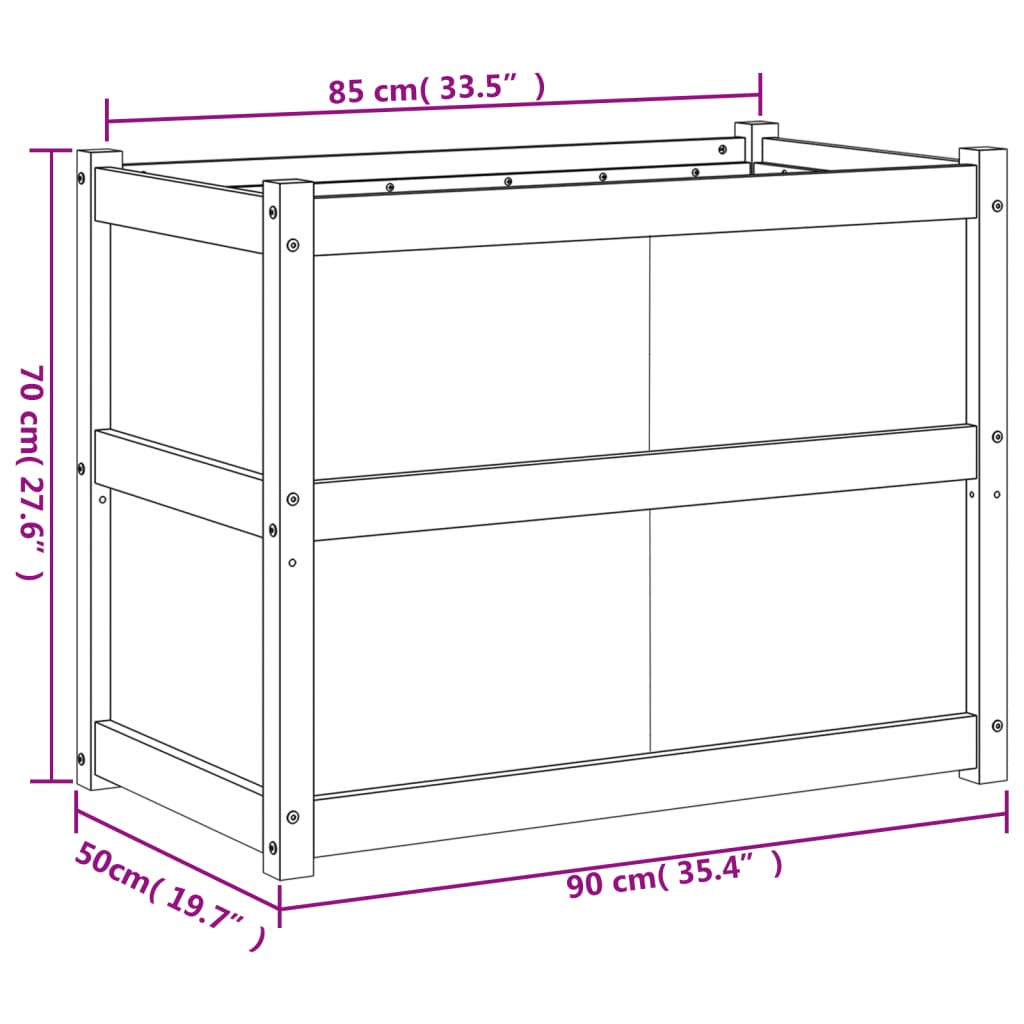Odlingslåda 90x50x70 cm massivt furuträ