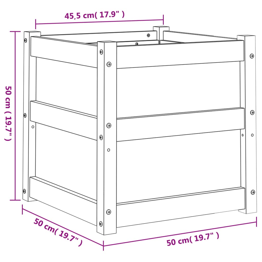 Odlingslåda vit 50x50x50 cm massiv furu