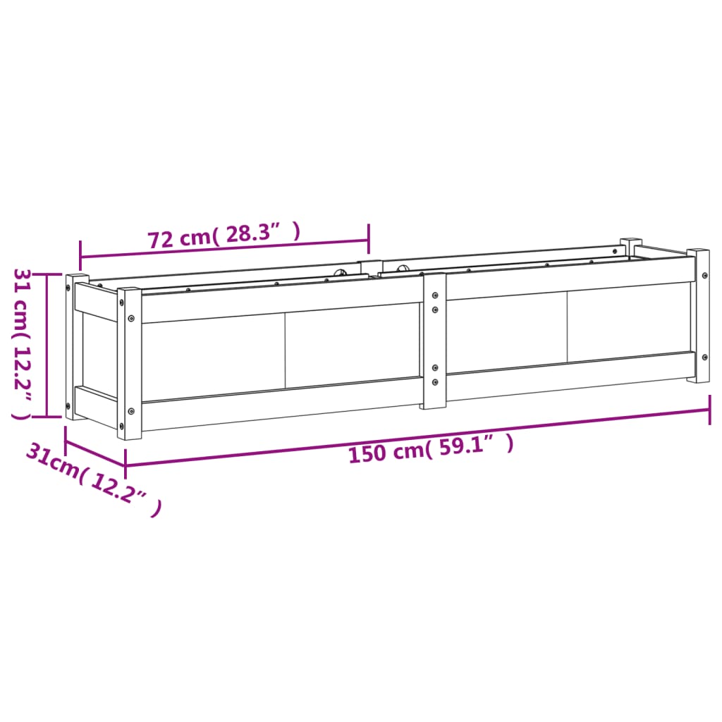 Odlingslåda 150x31x31 cm massivt douglasträ