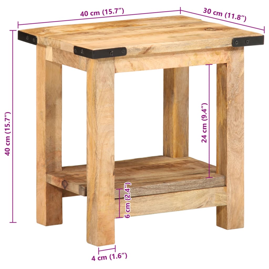 Sidobord 40x30x40 cm massivt grovt mangoträ