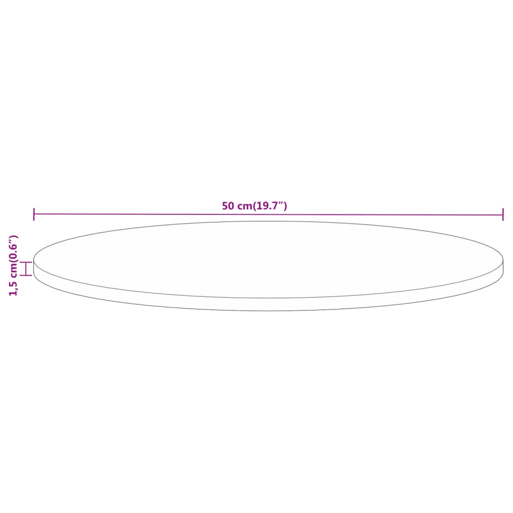 Bordsskiva Ø 50x1,5 cm rund massivt grovt mangoträ