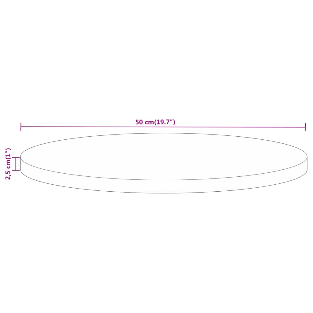 Bordsskiva Ø 50x2,5 cm rund massivt grovt mangoträ