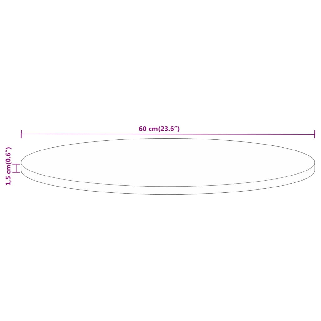 Bordsskiva Ø 60x1,5 cm rund massivt grovt mangoträ