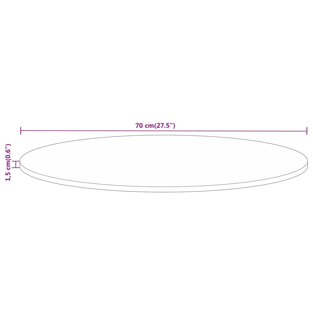 Bordsskiva Ø 70x1,5 cm rund massivt grovt mangoträ