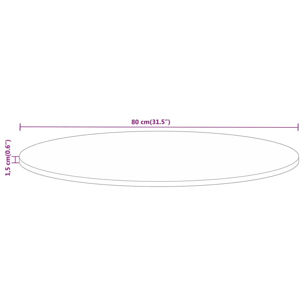 Bordsskiva Ø 80x1,5 cm rund massivt grovt mangoträ