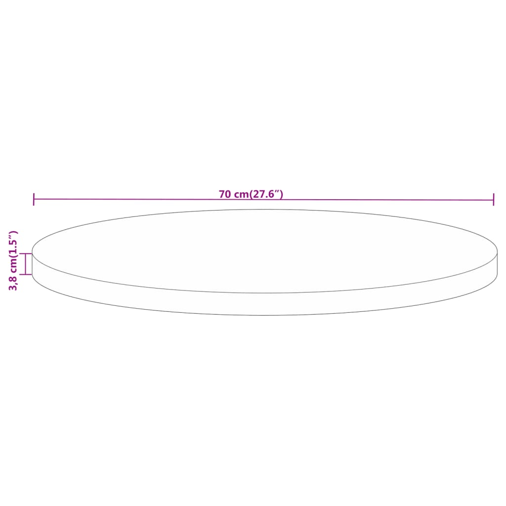 Bordsskiva Ø 70x3,8 cm rund massivt återvunnet trä