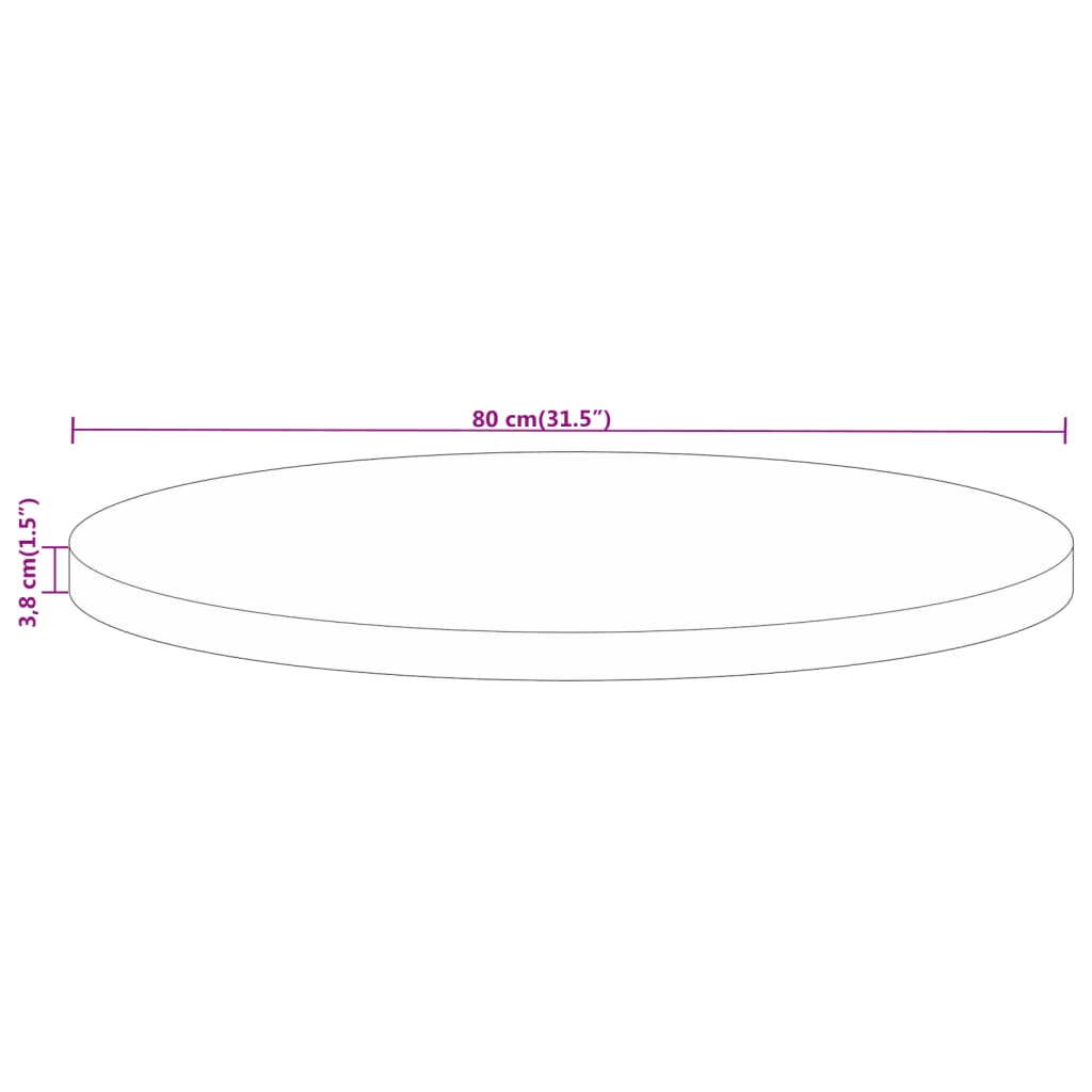 Bordsskiva Ø 80x3,8 cm rund massivt återvunnet trä