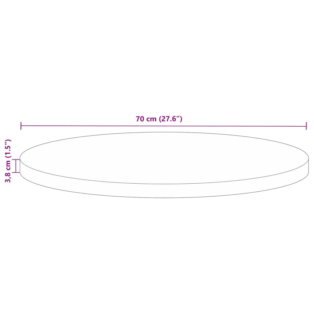 Bordsskiva Ø 70x3,8 cm rund massivt återvunnet trä