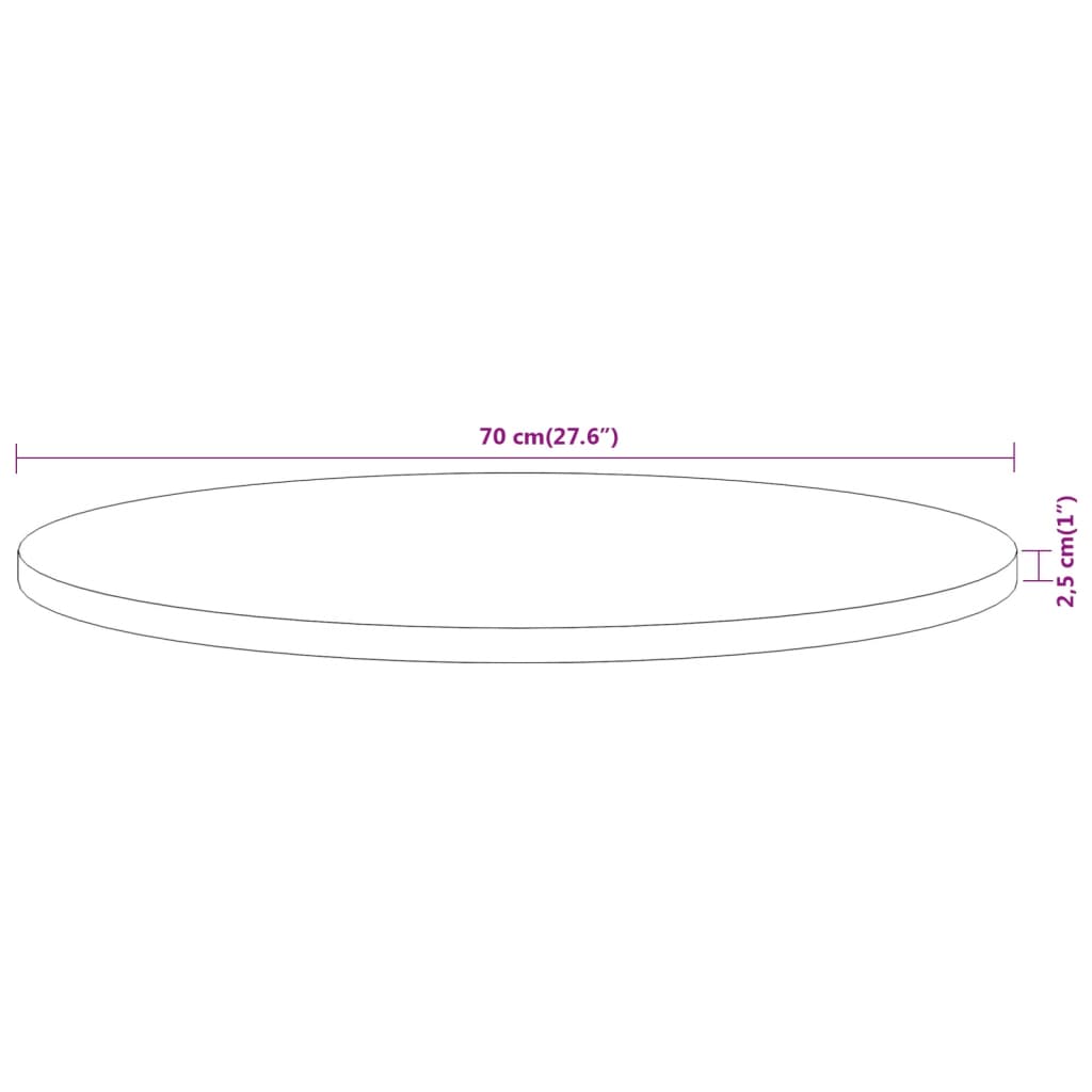 Bordsskiva Ø70x2,5 cm rund massivt akaciaträ