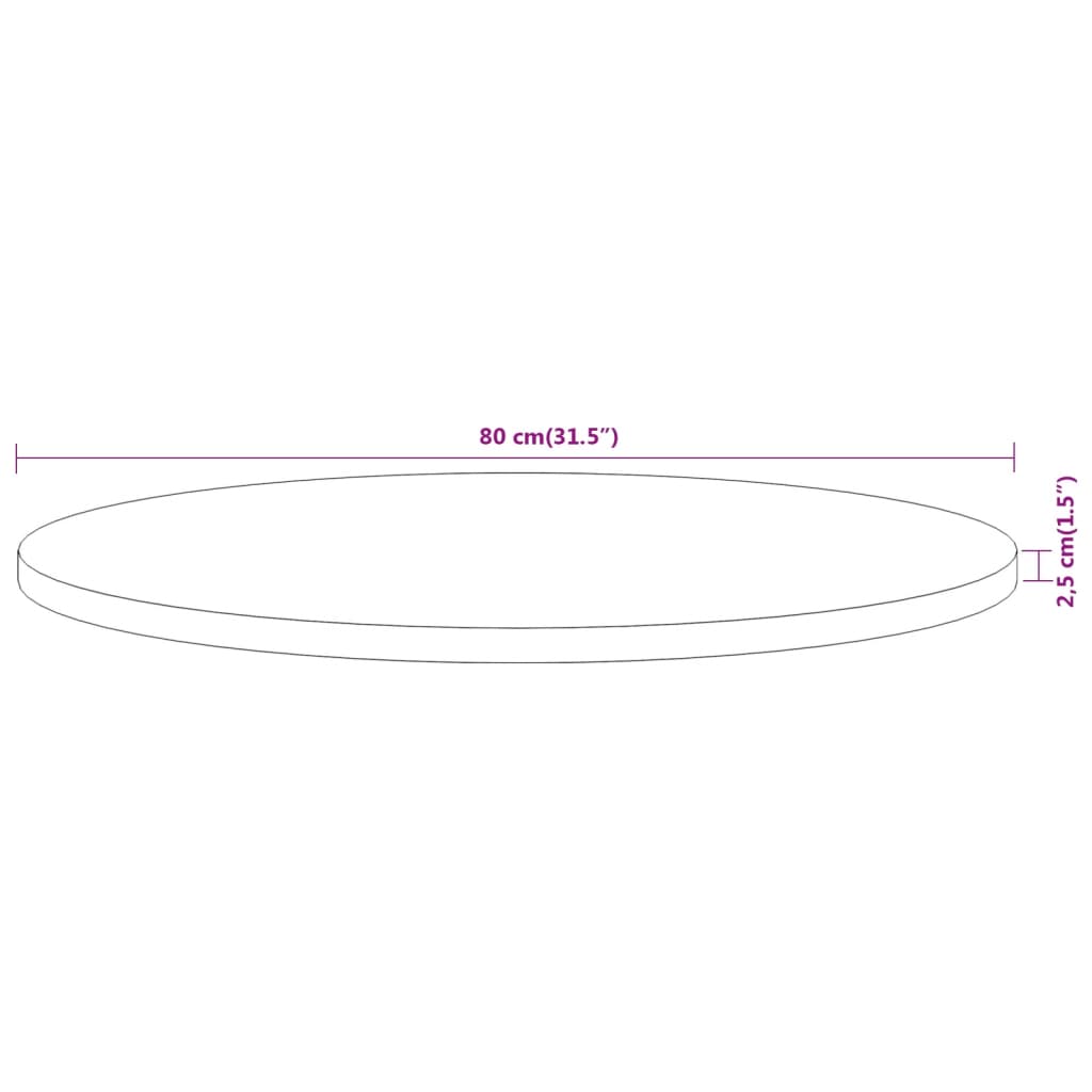 Bordsskiva Ø80x2,5 cm rund massivt akaciaträ