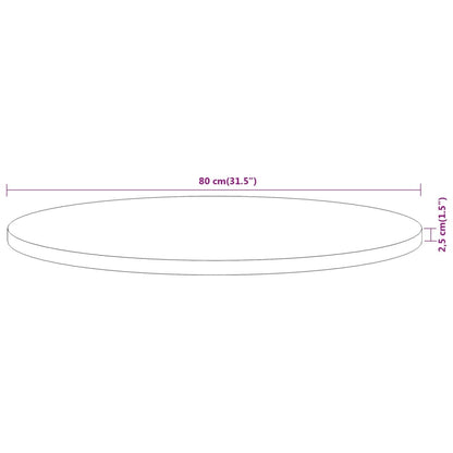 Bordsskiva Ø80x2,5 cm rund massivt akaciaträ