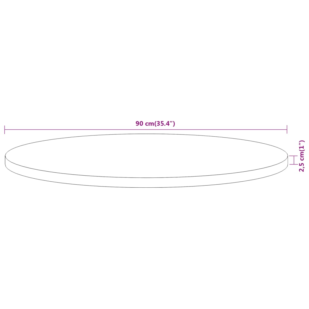 Bordsskiva Ø90x2,5 cm rund massivt akaciaträ