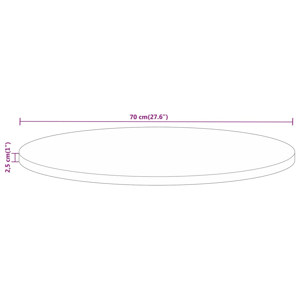 Bordsskiva Ø 70x2,5 cm rund massivt mangoträ