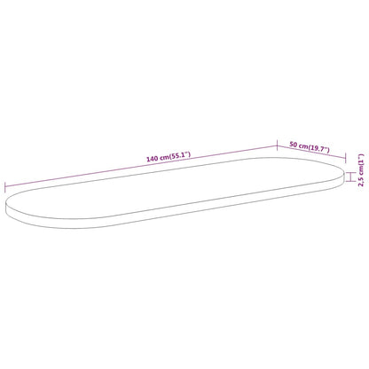 Bordsskiva 140x50x2,5 cm oval massivt akaciaträ