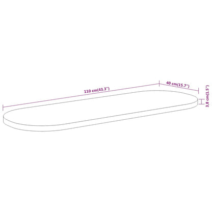 Bordsskiva 110x40x3,8 cm oval massivt akaciaträ