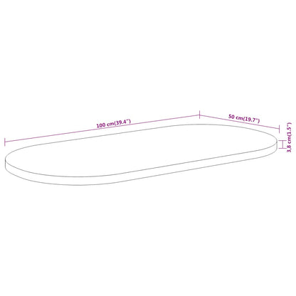 Bordsskiva 100x50x3,8 cm oval massivt akaciaträ