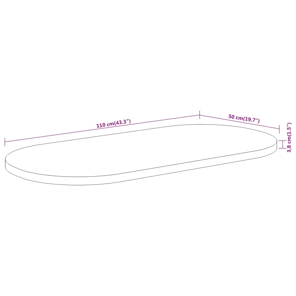 Bordsskiva 110x50x3,8 cm oval massivt akaciaträ