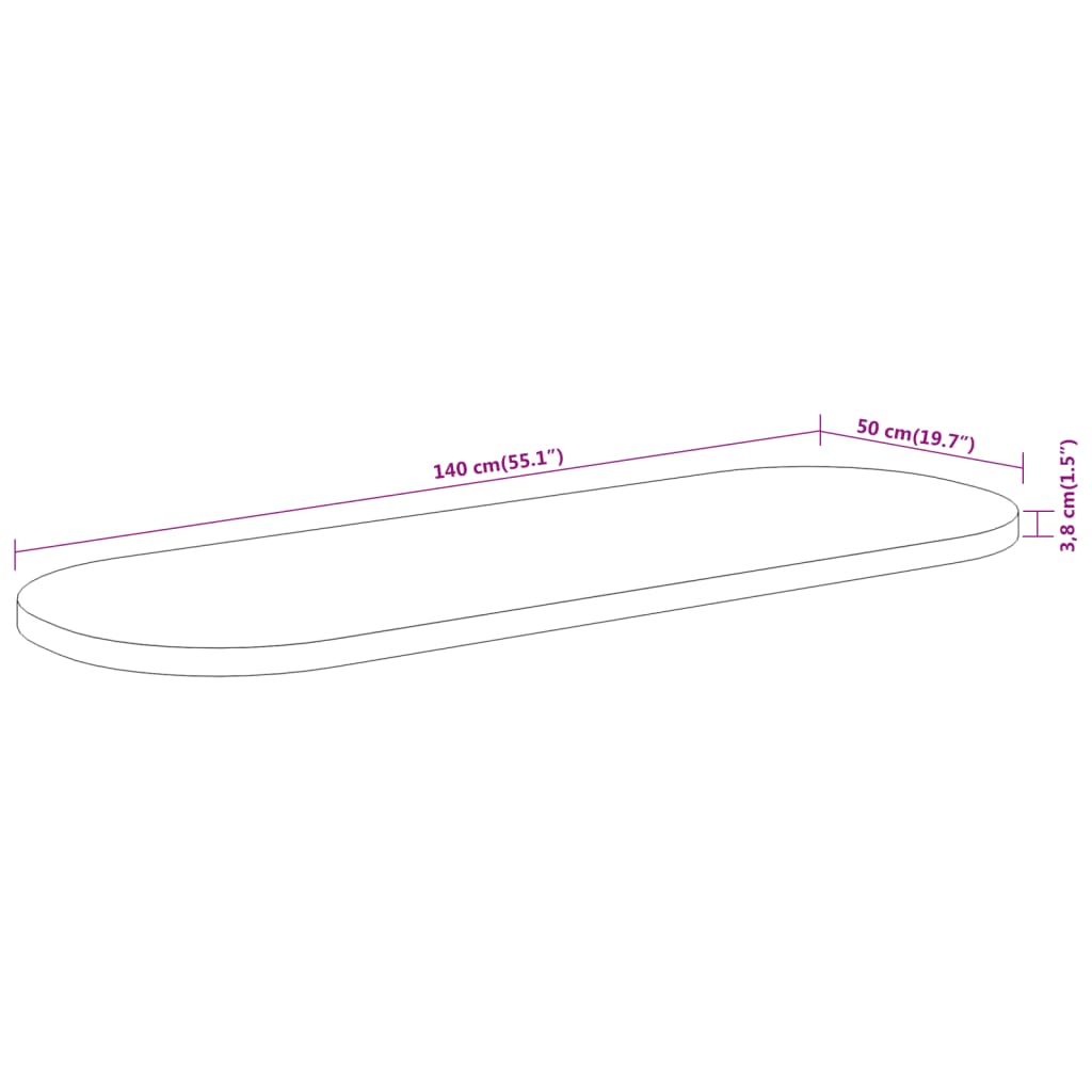 Bordsskiva 140x50x3,8 cm oval massivt akaciaträ