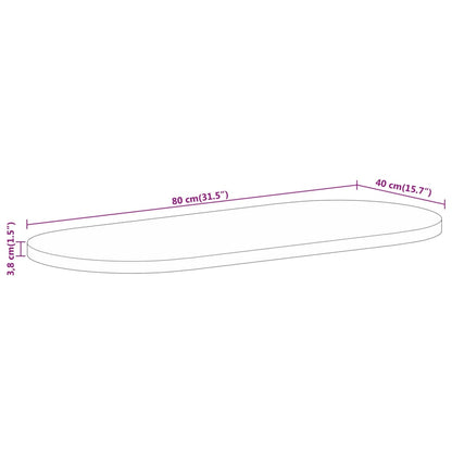 Bordsskiva 80x40x3,8 cm oval massivt grovt mangoträ