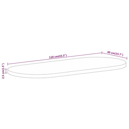 Bordsskiva 110x40x2,5 cm oval massivt mangoträ