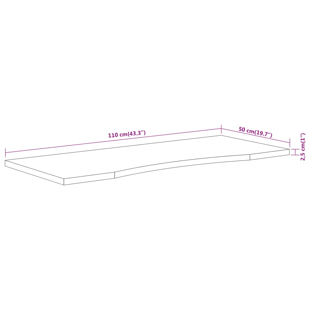 Bordsskiva 110x50x2,5 cm rektangulär massiv akacia