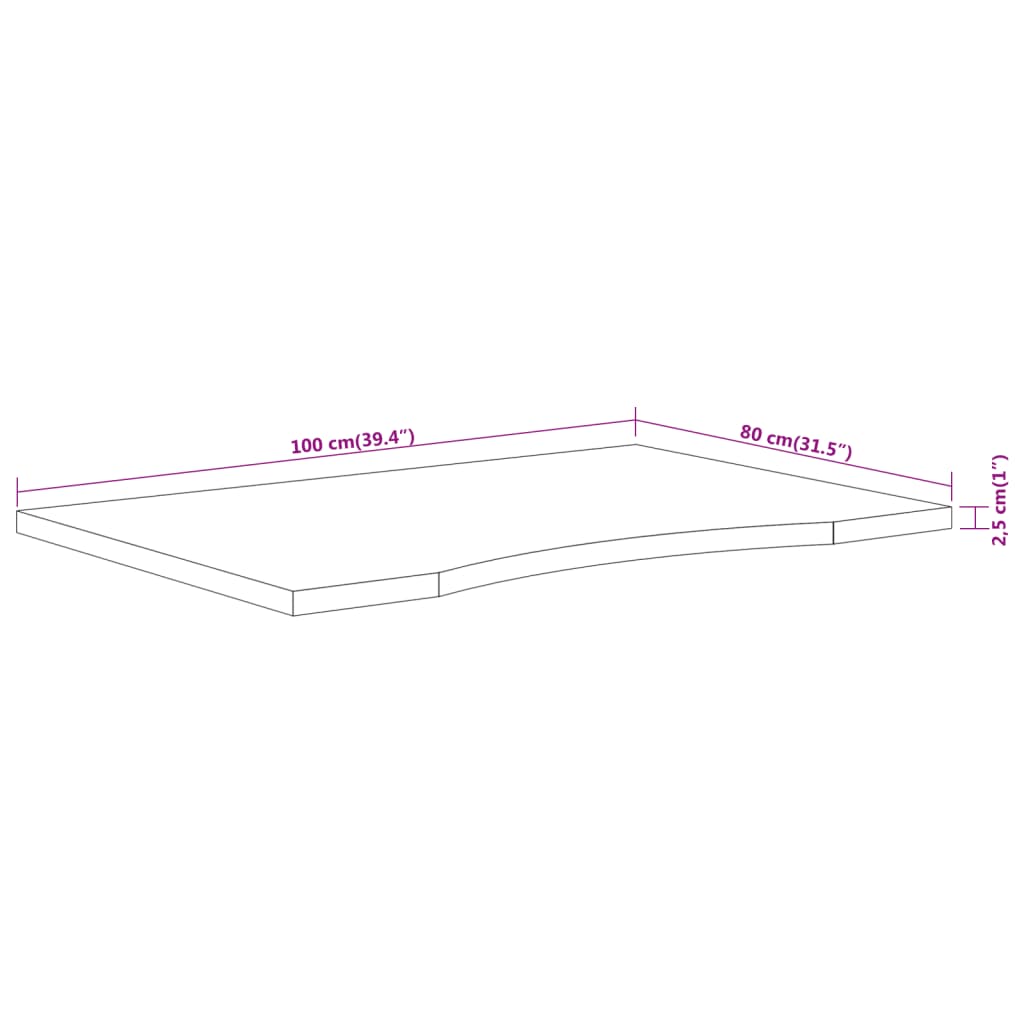 Bordsskiva 100x80x2,5 cm rektangulär massiv akacia