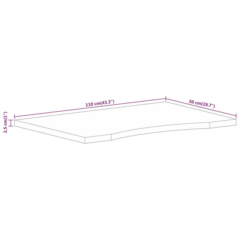 Skrivbordsskiva med kurva 110x50x2,5 cm massivt grovt mangoträ