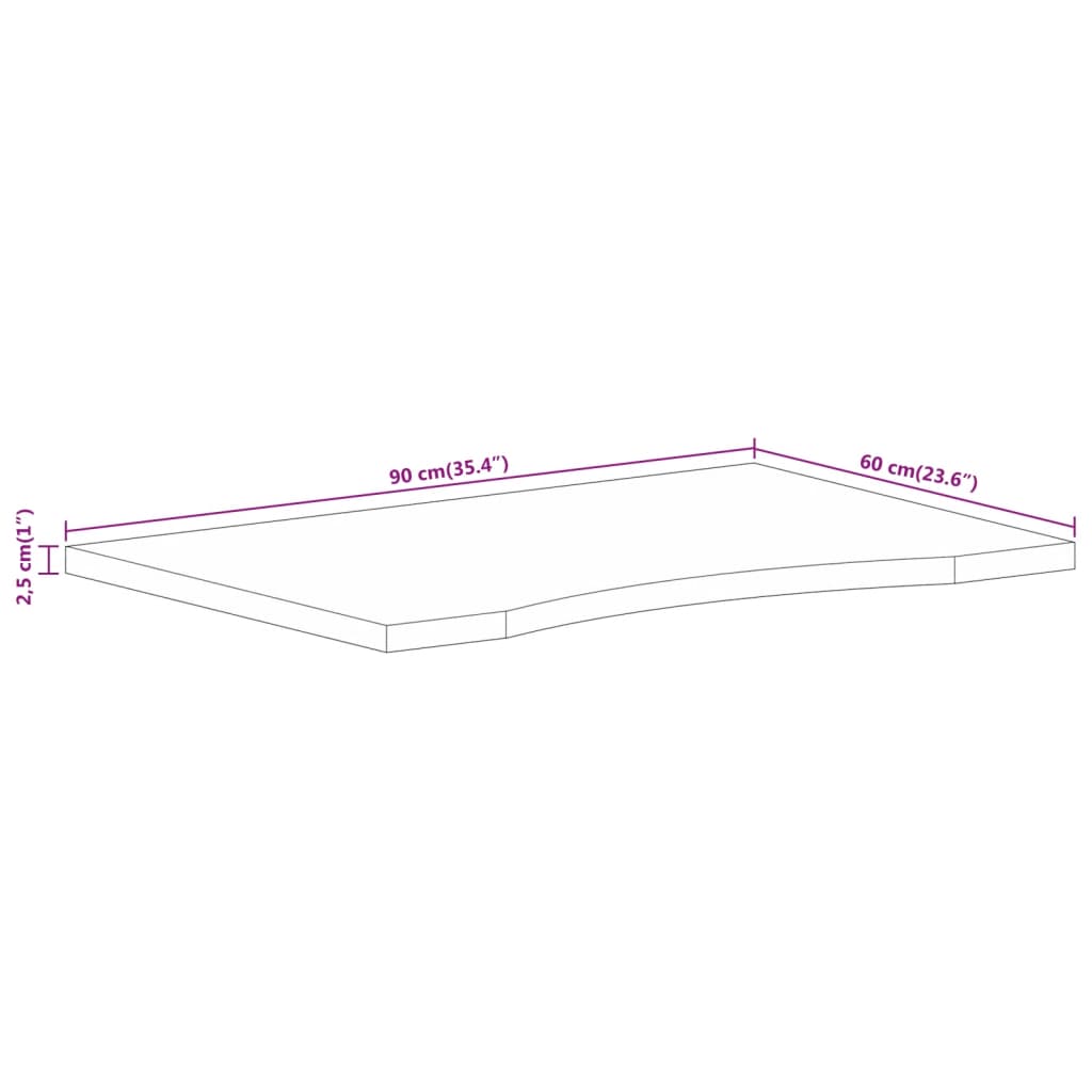 Skrivbordsskiva med kurva 90x60x2,5 cm massivt mangoträ