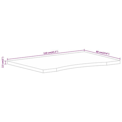 Skrivbordsskiva med kurva 110x60x2,5 cm massivt grovt mangoträ