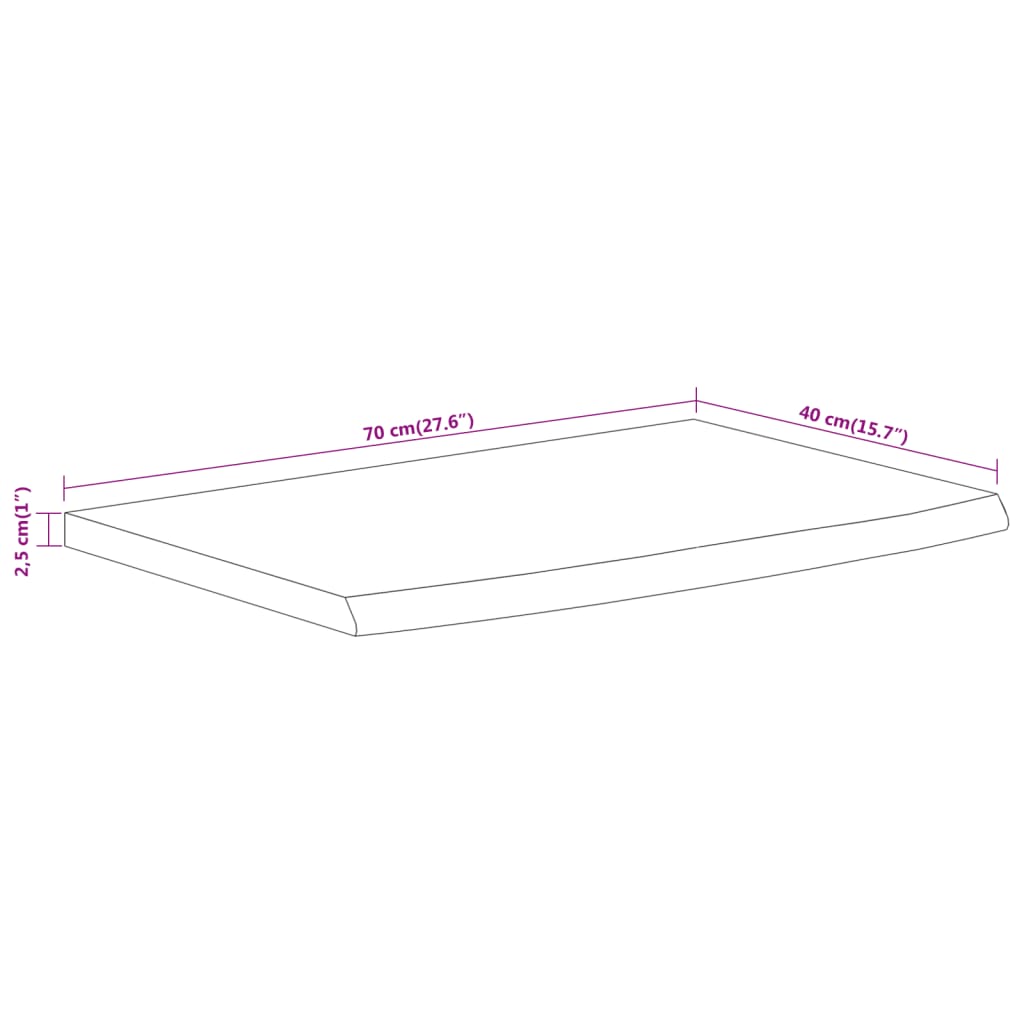 Vägghylla 70x40x2,5 cm rektangulär massiv akacia ojämn kant