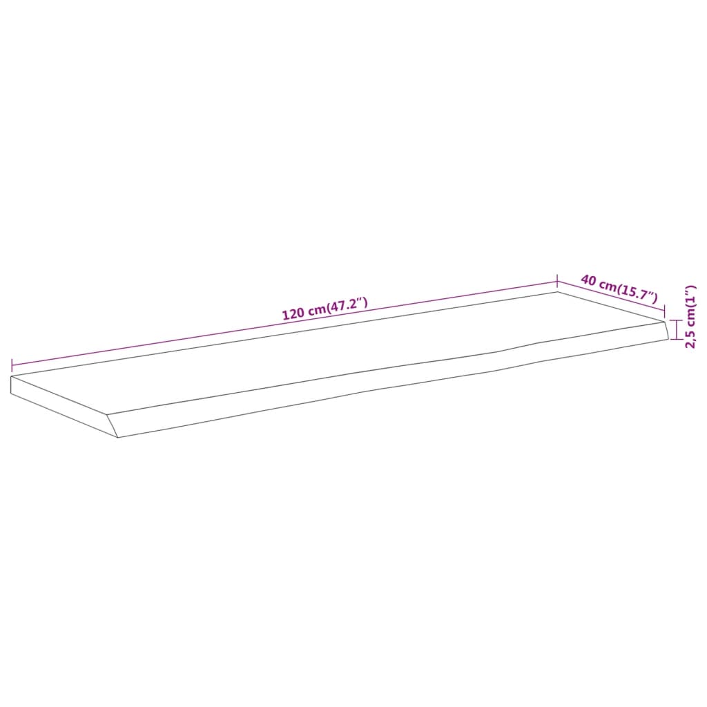 Bordsskiva 120x40x2,5 cm rektangulär massiv akacia rustik kant