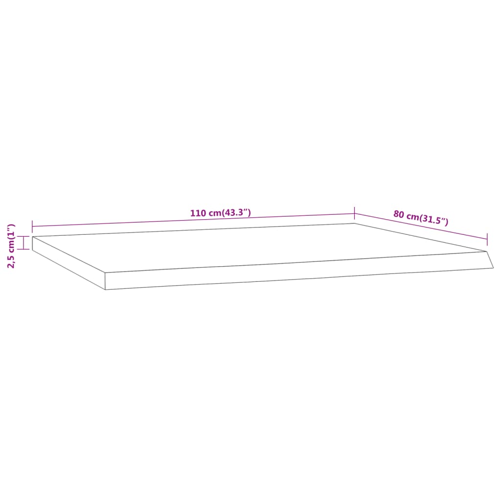 Bordsskiva 110x80x2,5 cm rektangulär massiv akacia rustik kant