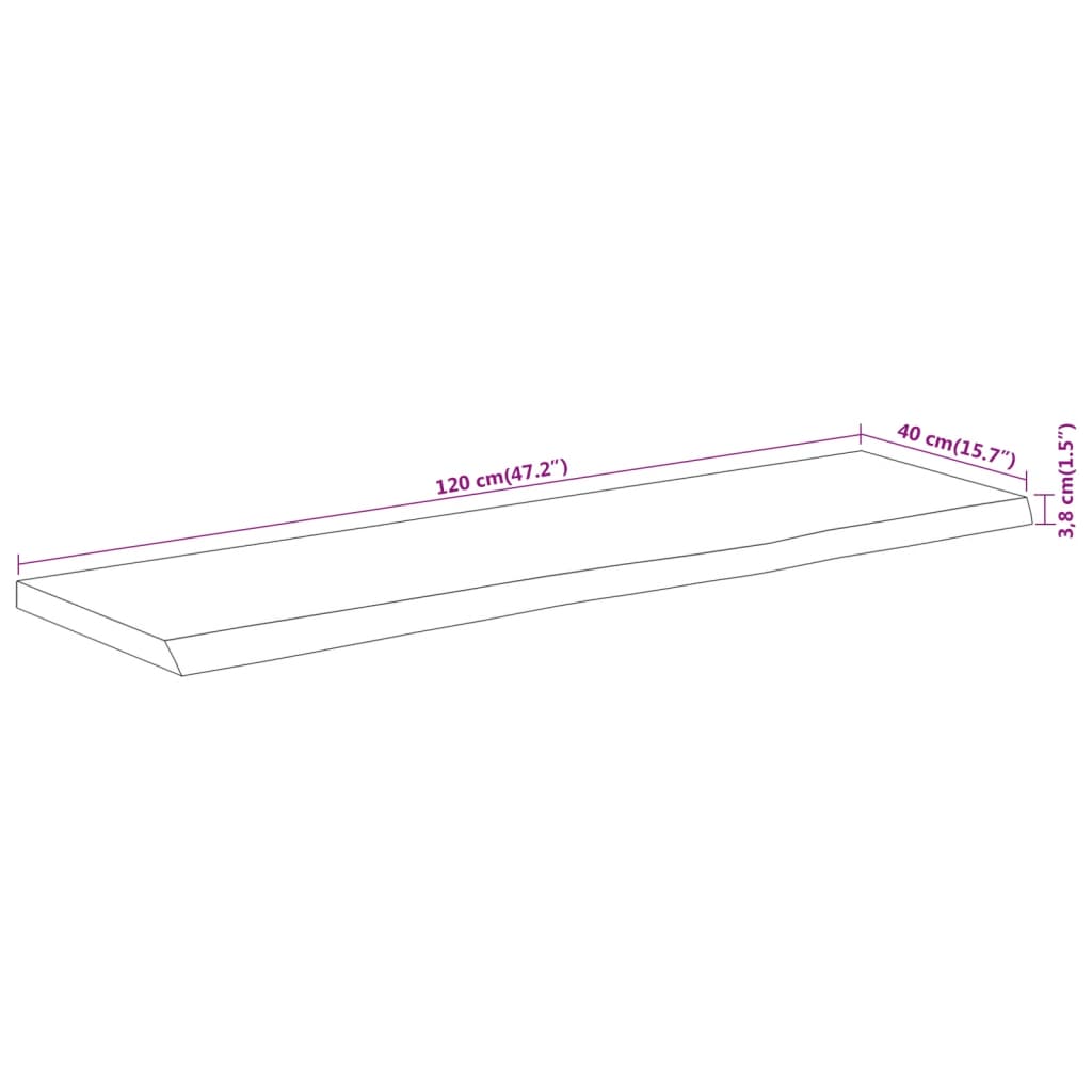 Bordsskiva 120x40x3,8 cm rektangulär massiv akacia rustik kant