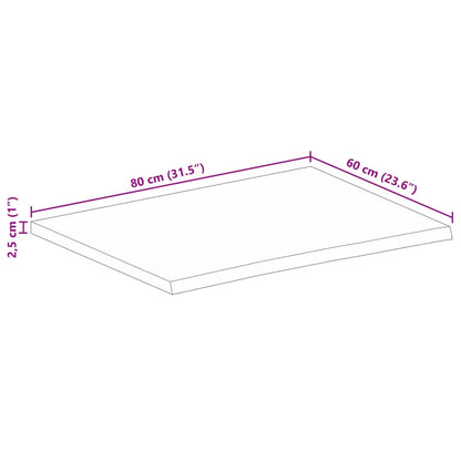 Bordsskiva 80x60x2,5 cm levande kant massivt grovt mangoträ