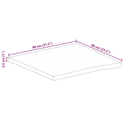 Bordsskiva 80x80x2,5 cm levande kant massivt grovt mangoträ