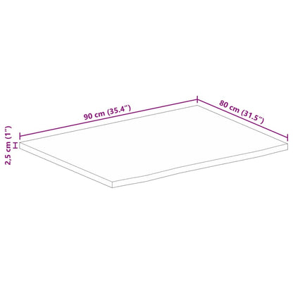 Bordsskiva 80x80x2,5 cm levande kant massivt grovt mangoträ