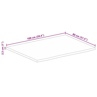 Bordsskiva 100x80x2,5 cm levande kant massivt grovt mangoträ