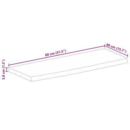 Bordsskiva 80x40x3,8 cm levande kant massivt grovt mangoträ