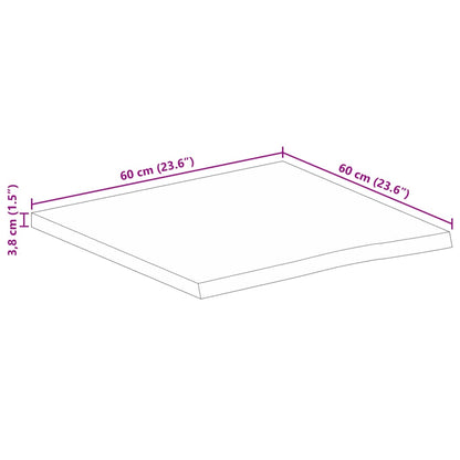 Bordsskiva 60x60x3,8 cm levande kant massivt grovt mangoträ