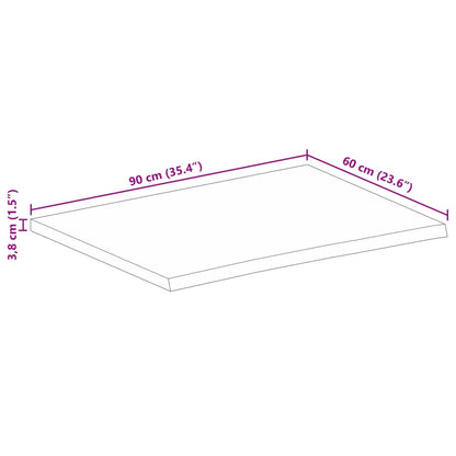 Bordsskiva 90x60x3,8 cm levande kant massivt grovt mangoträ