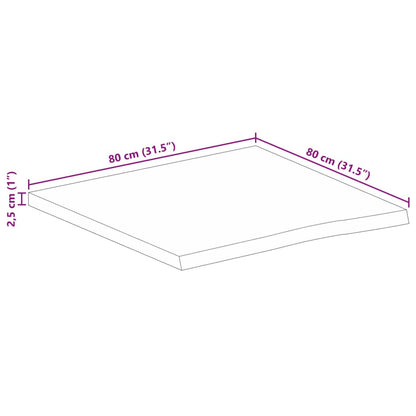 Bordsskiva 80x80x2,5 cm levande kant massivt mangoträ