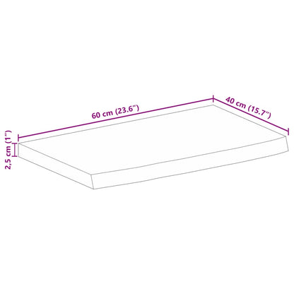 Bordsskiva 60x40x2,5 cm levande kant massivt mangoträ